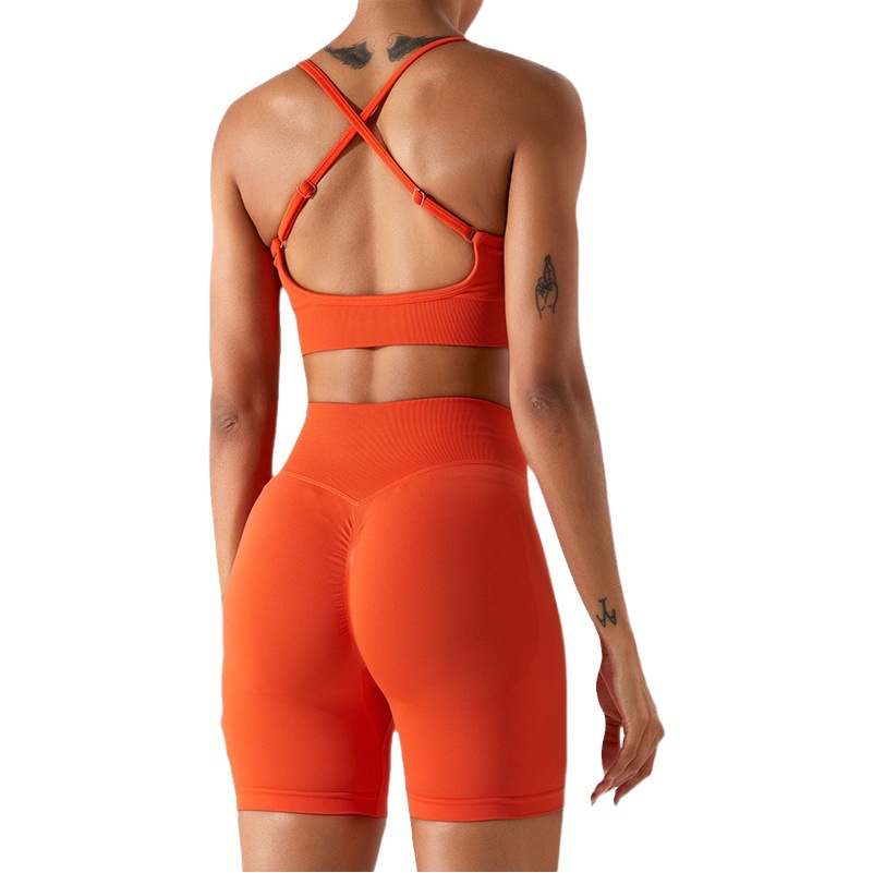 Transfronteriza sin costuras espalda ropa interior deportiva a prueba de golpes push-up yoga chaleco fitness sujetador correr ropa de Yoga de secado rápido