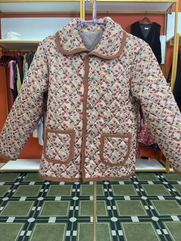 中老年妈妈棉袄短款棉衣翻领保暖加绒加厚奶奶冬装棉服上衣外套女|undefined