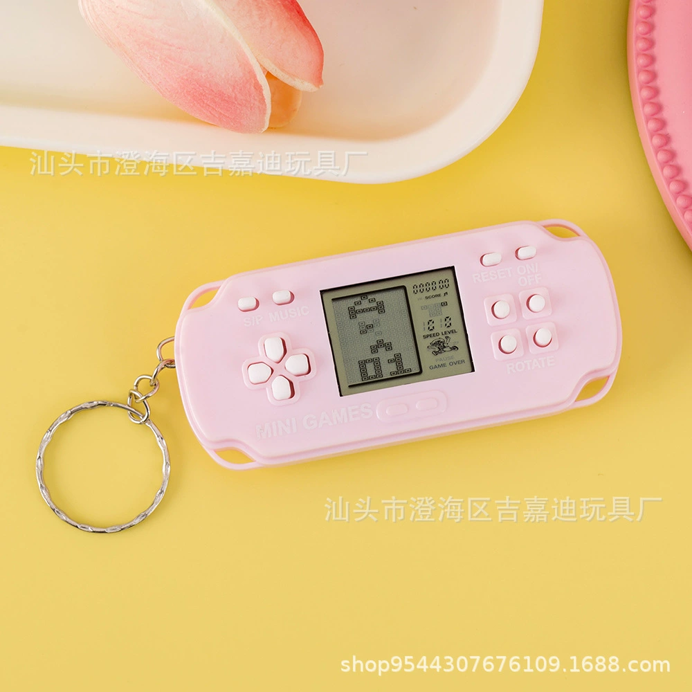 Tetris Keychain Game Console, Mini Rectangular Retro Electronic, 26 Modes, LR44