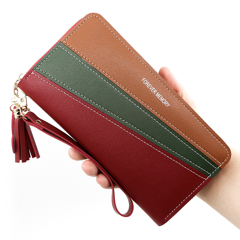 Korean Style Simple Women's Wallet Long Zipper Wallet with Leather Color Matching Fashion Coin Purse Card Slot Handbag Korean Style Simple Women's Wallet Long Zipper Wallet with Leather Color Matching Fashion Coin Purse Card Slot Handbag
