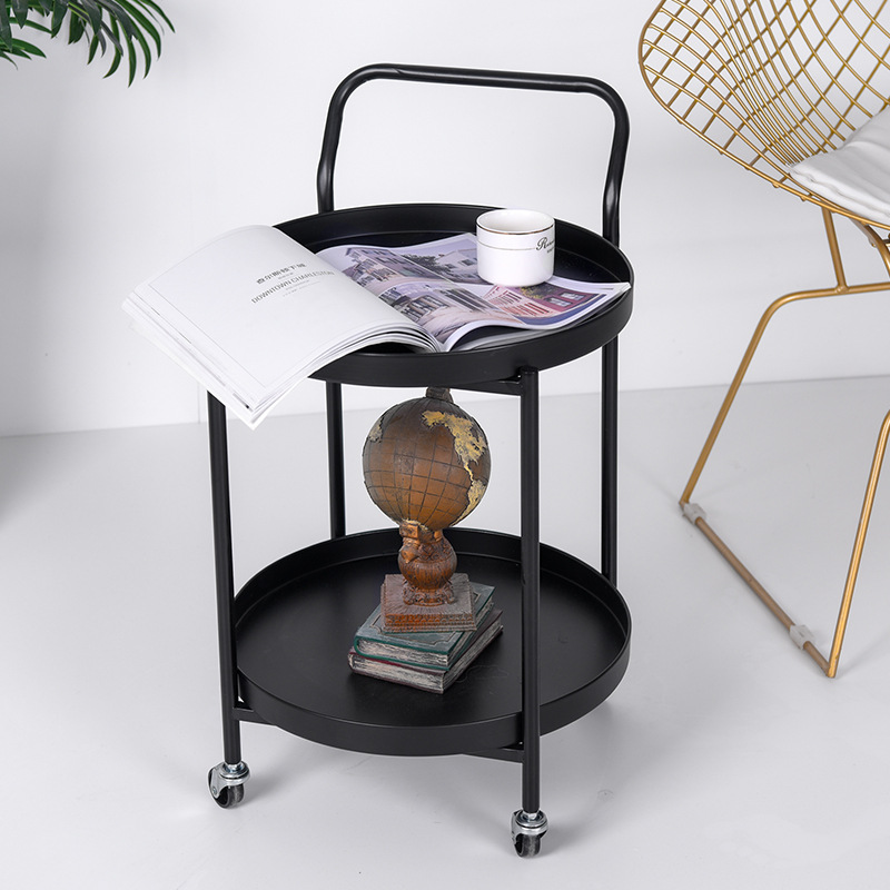 Mesa de centro pequeña móvil nórdica, carro, sofá, mesa lateral con ruedas, esquina de la sala de estar de lujo ligero, mesa de almacenamiento simple junto a la cama