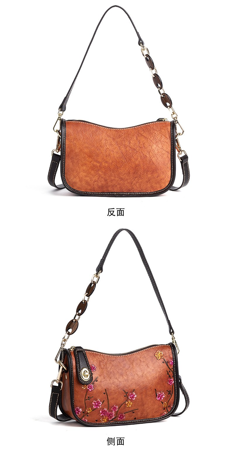 Túi đeo chéo nữ da bò vintage họa tiết nổi — Màu đen cổ điển, Màu nâu cổ điển, Cà phê cổ điển chi tiết 14