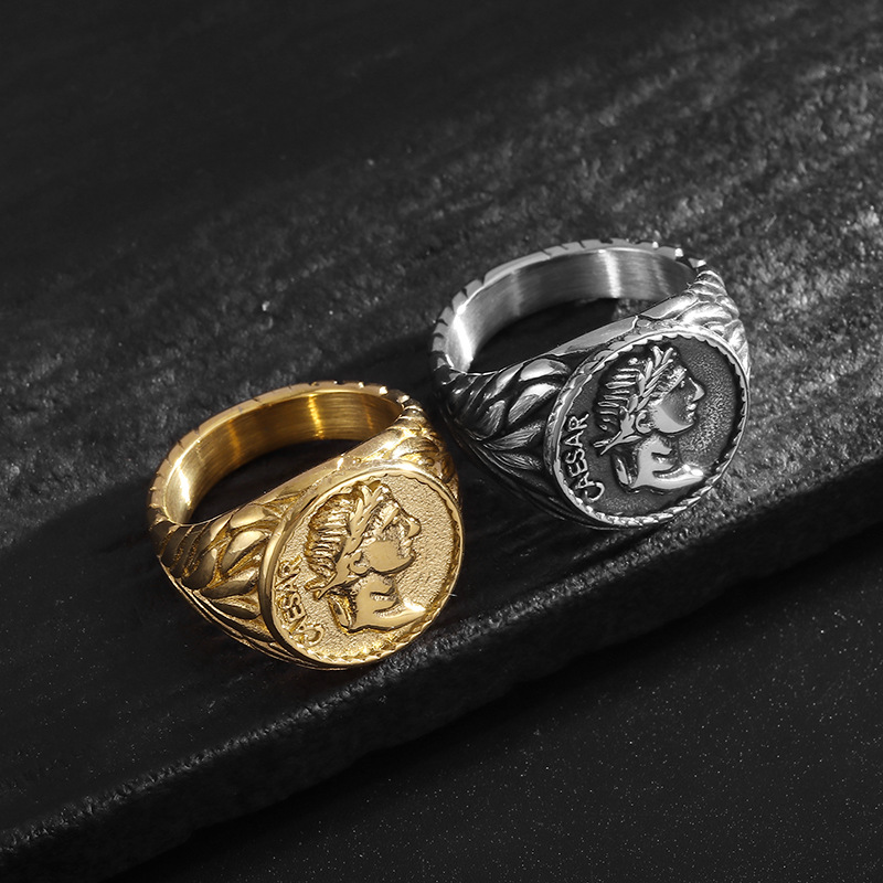 Rings Classification Hip-Hop Retro Human Letter Titanium Steel Men's Rings