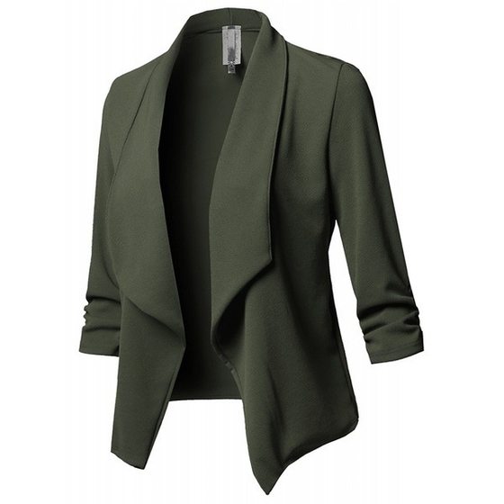 2024 AliExpress wish explosions slim long sleeve pleated solid color Joker small suit jacket a large number of spot