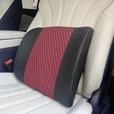 Waist support support for the lower back while driving - quilted-lumbar-support-in-wine-red