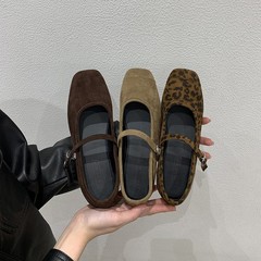 法式复古一字带玛丽珍鞋平底鞋子秋季女鞋韩版百搭浅口单鞋芭蕾鞋
