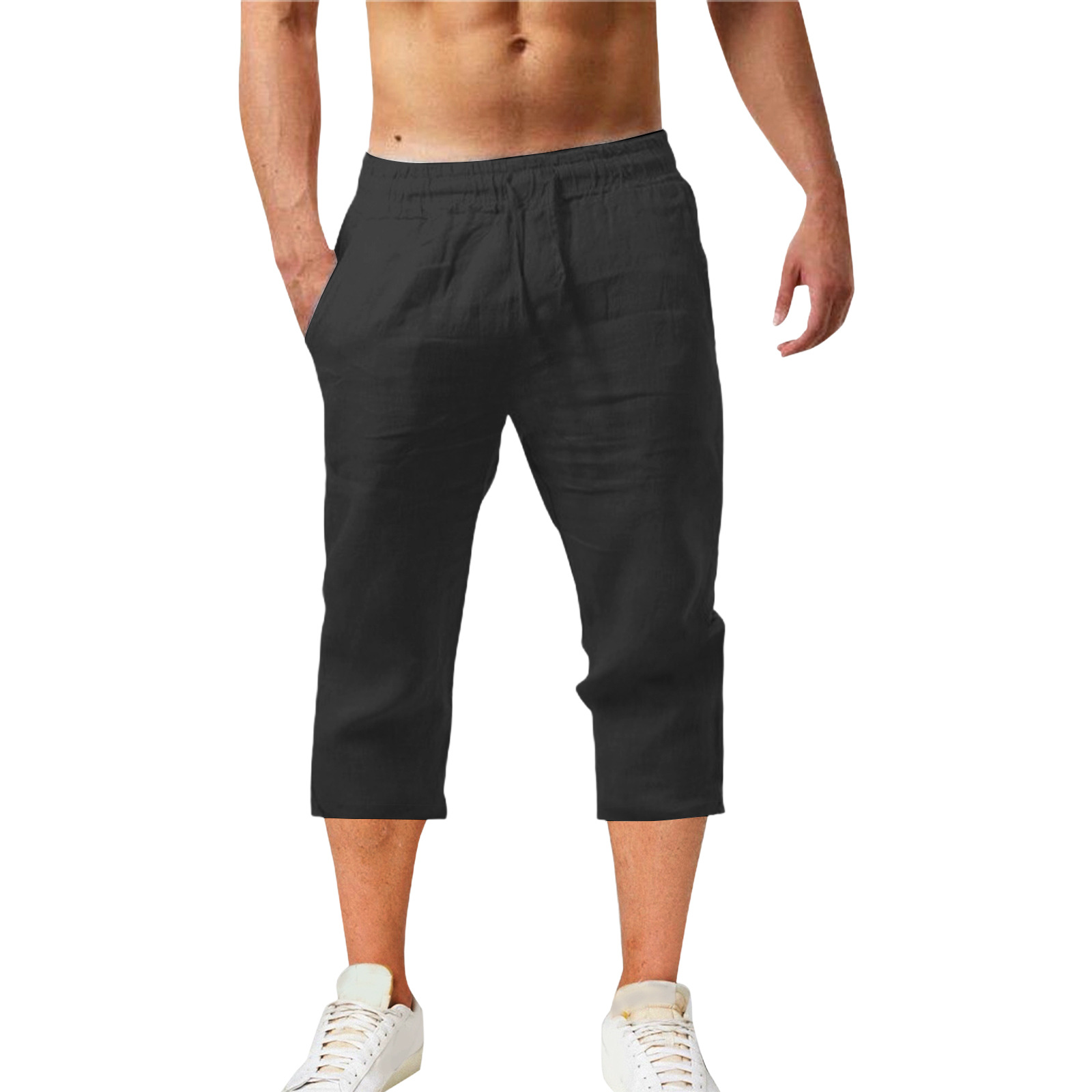 2023 Foreign Trade Summer New European and American Men's Casual Sports Cotton and Linen Shorts Amazon Men's Jogging Pants