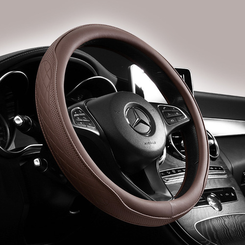 Car steering wheel cover, universal for women, cute summer non-slip sweat-absorbent breathable PU leather handlebar protective cover