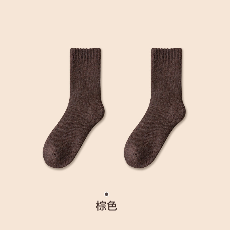 宝娜斯秋冬純色の巨大な厚いウールの靴下の女性の中筒の靴下の厚い保温の毛の靴下の冬のストッキングの卸売り