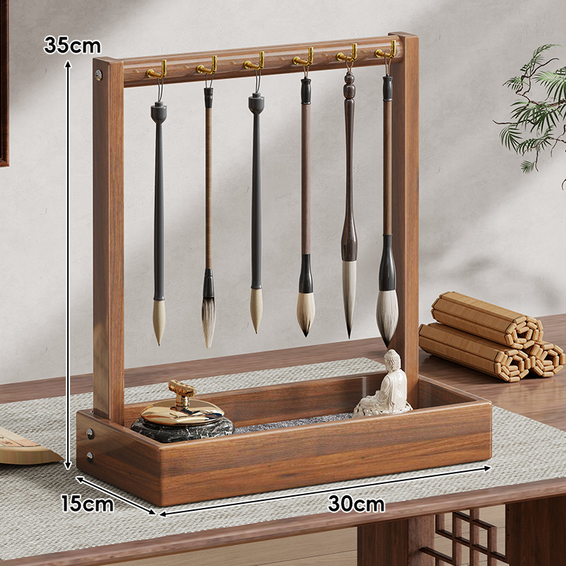 Soporte para Pinceles de Caligrafía de Madera, Multifuncional y Colgante, para Escritorio