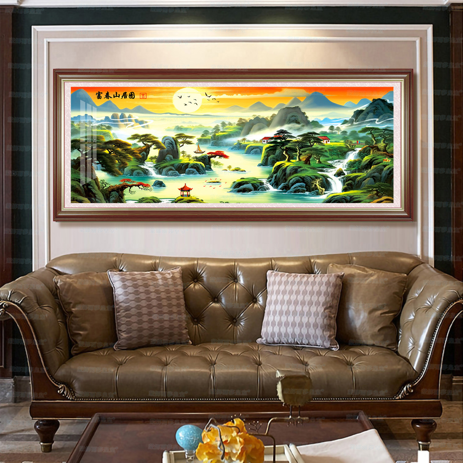 Mona Lisa real bordado cruzado Fuchun Mountain Jitu 2 nueva colección de dibujos grandes decoración de la sala de estar pintura bordada a mano image 5