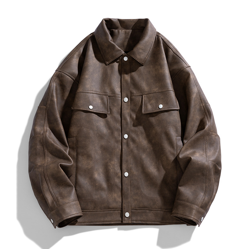Europa y América pu chaqueta de cuero chaqueta de moda de primavera hombre pareja chaqueta de estilo americano chaqueta de hombre chaqueta suelta hombre