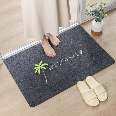 Avtomobil döşəmə paspasları — Cross-Border Export of Light Luxury Style - embroidered-gray-coconut-tree-4060cm-upgraded-version-of-diatom-mud