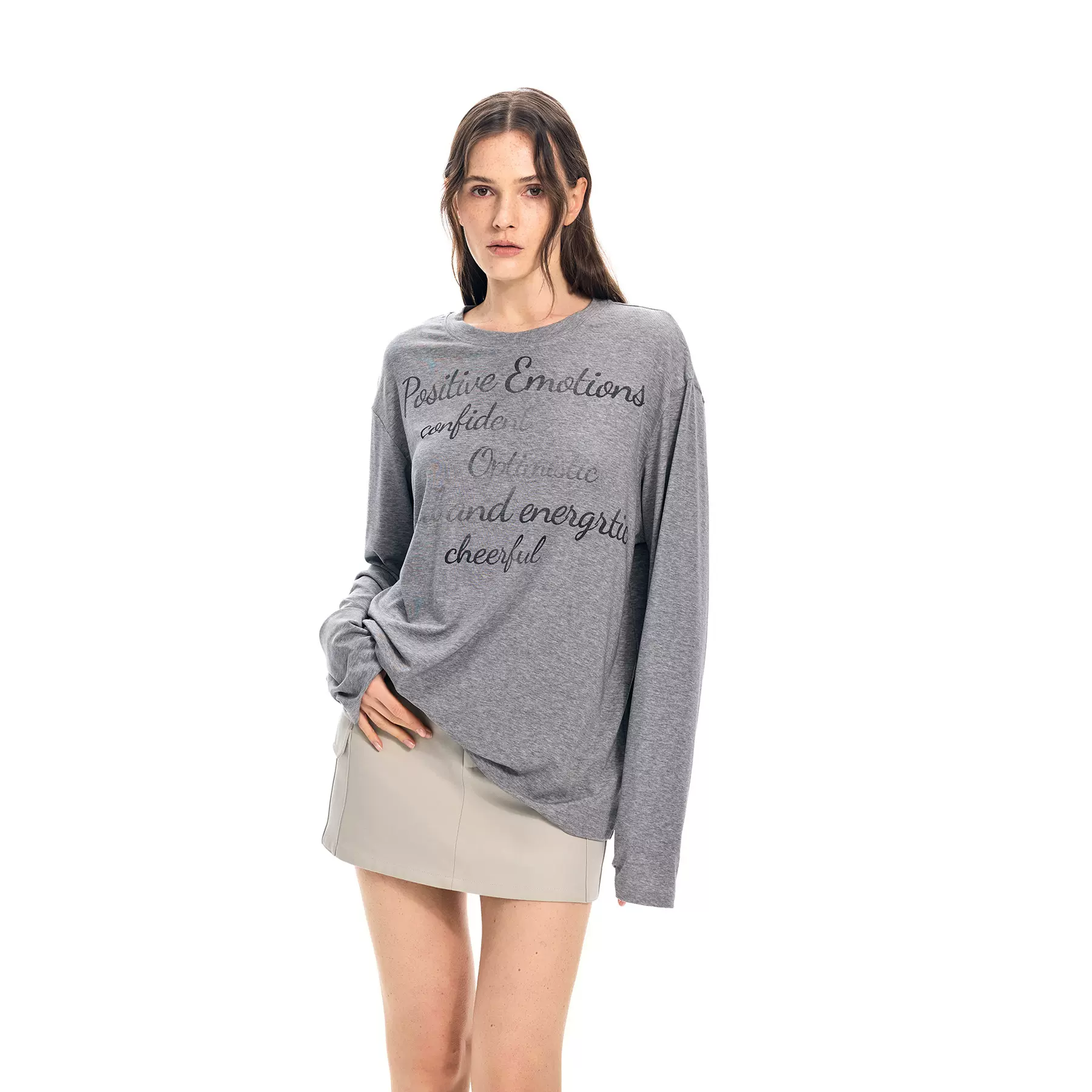 90%天丝 2026春季新款休闲字母印花宽松长袖T恤女显瘦上衣