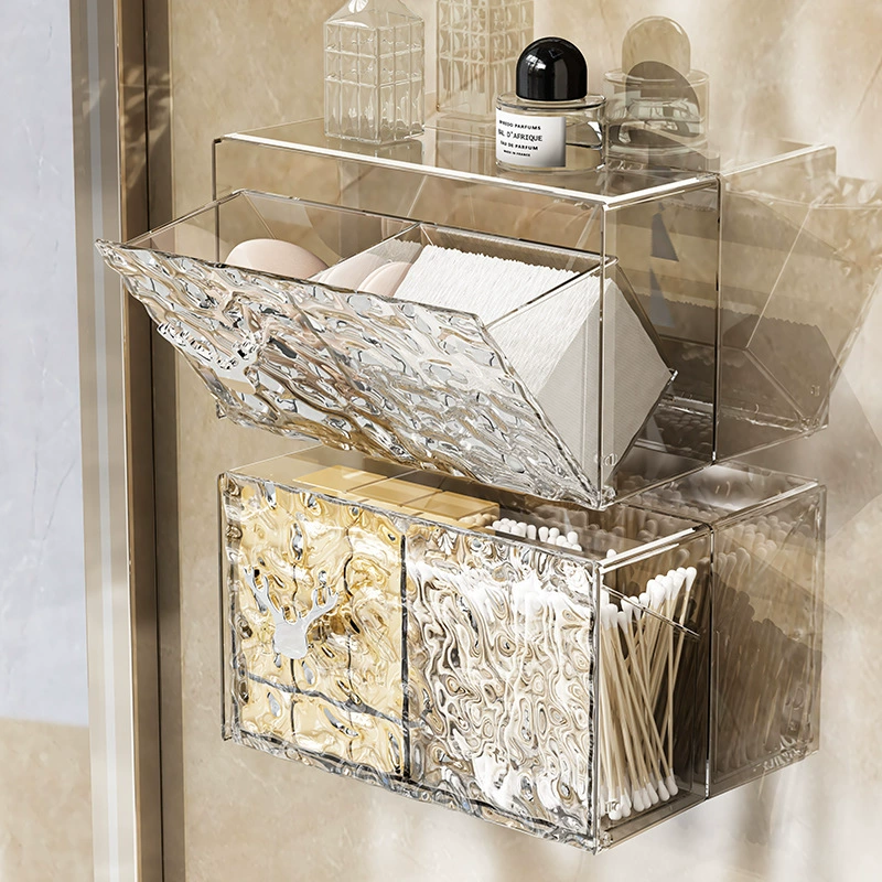 Хлопок для хранения коробки настенный подвесной прозрачный пыленепроницаемый разделитель для ванной помады кожаные ленты для отделки коробки для ванной комнаты