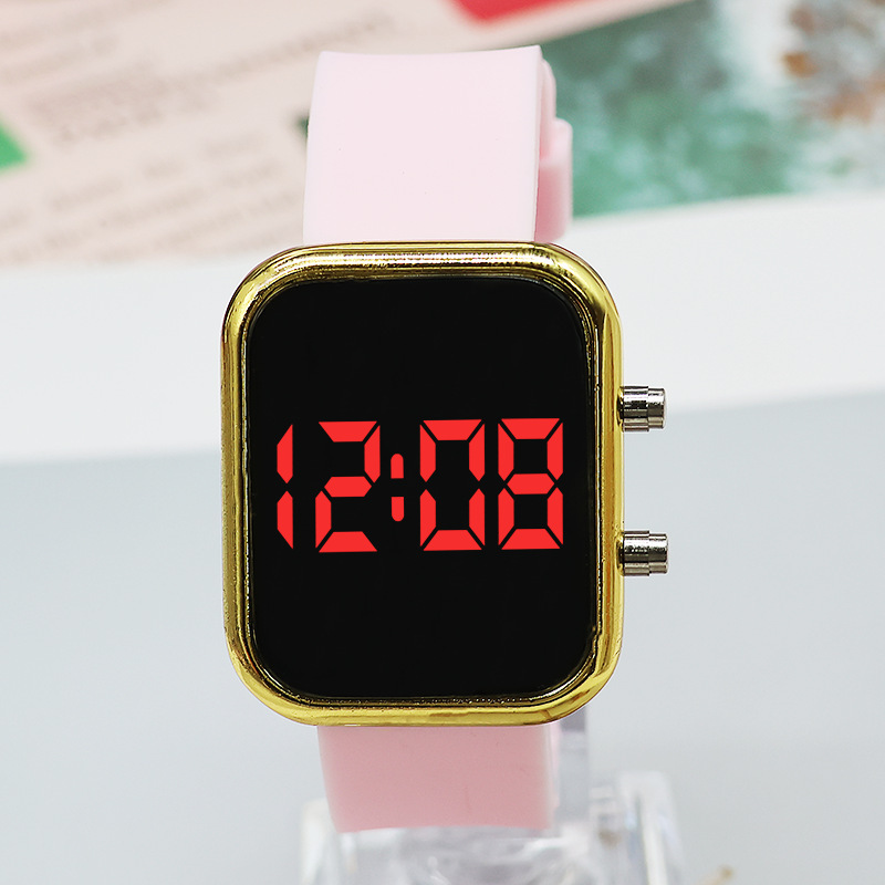Nuevo botón digital LED luz roja reloj estudiante coreana niños casual retro estilo universitario pareja