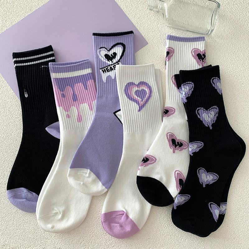 Socks for women spring and autumn high fashion forest style mid-calf socks ins trendy American style streetwear versatile sports student long socks 