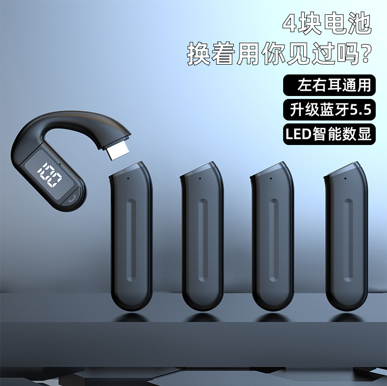 New M2 Bluetooth Headset V5.5 Battery Replacement Ear-Hanging Business HD Call Wireless for Apple Android