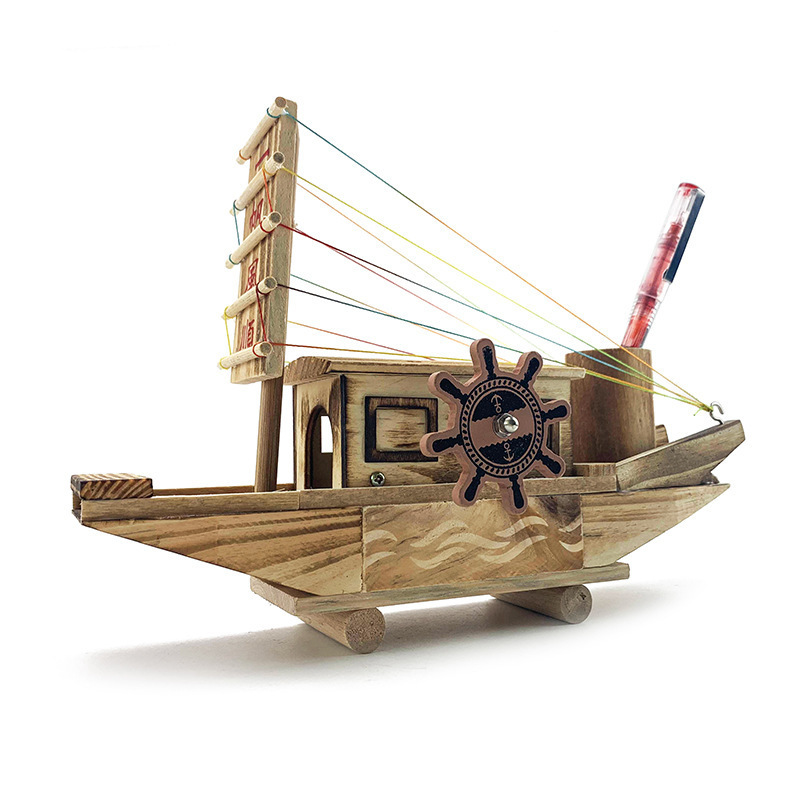 帆船航模旅游景区家居摆件音乐盒轮船木制一帆风顺木质音乐帆船|ru