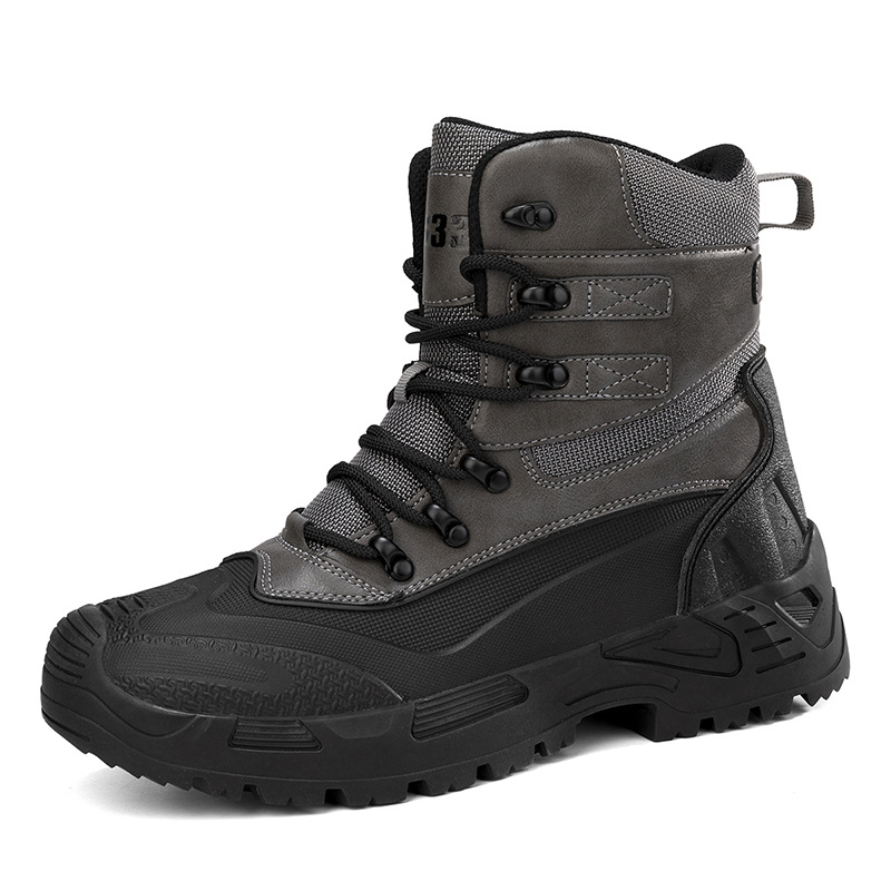 Una pieza de nuevas botas de combate, botas de montaña para hombres, zapatos de seguridad para hombres, suela gruesa, zapatos deportivos casuales para hombres, talla grande 47