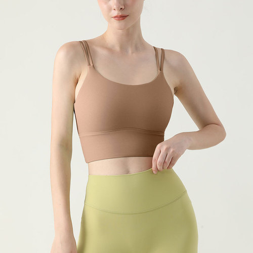 Leica Summer New Women's Sports Bra Gym Tank Top with Thin Straps Yoga Top Bra-Integrated Style Beautiful Backless Strap