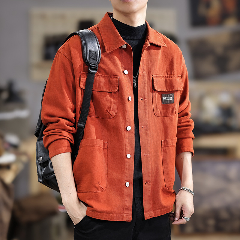 Men's Style Cool Denim Jacket Trendy Workwear Casual Shirt With Lapel Spring Autumn New Style_viptrois.com