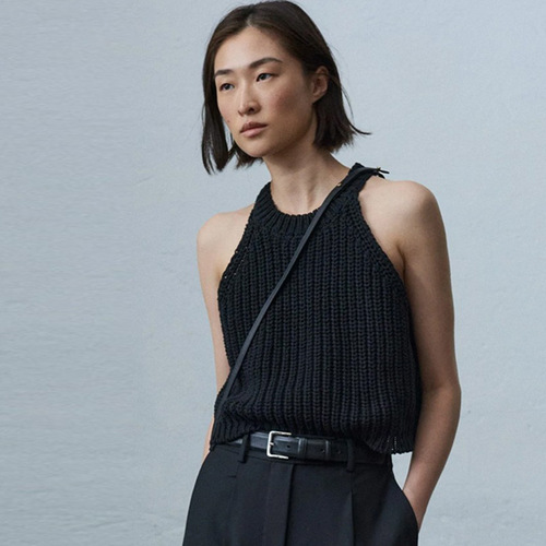 COR~Knitted camisole women's 2024 spring and summer new design niche simple backless halterneck