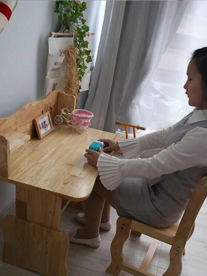 Children's Study Tables and Chairs for Kindergarten Children to Do Homework, Height Adjustable Lifting Desk Table