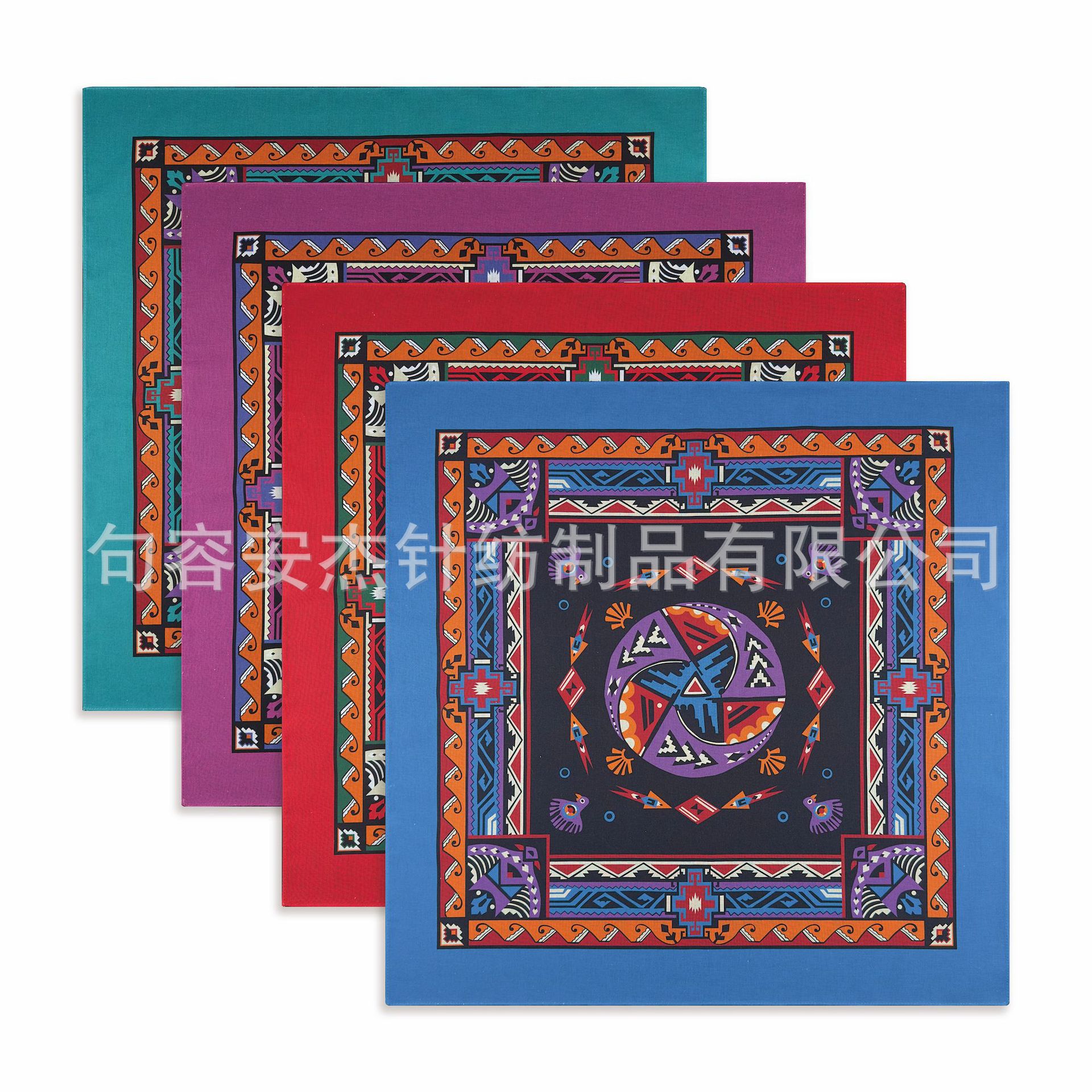 55CM Cotton vintage American Style Vintage Printed Square bandana Indigenous Tribal Ethnic Style Headscarf Scarf