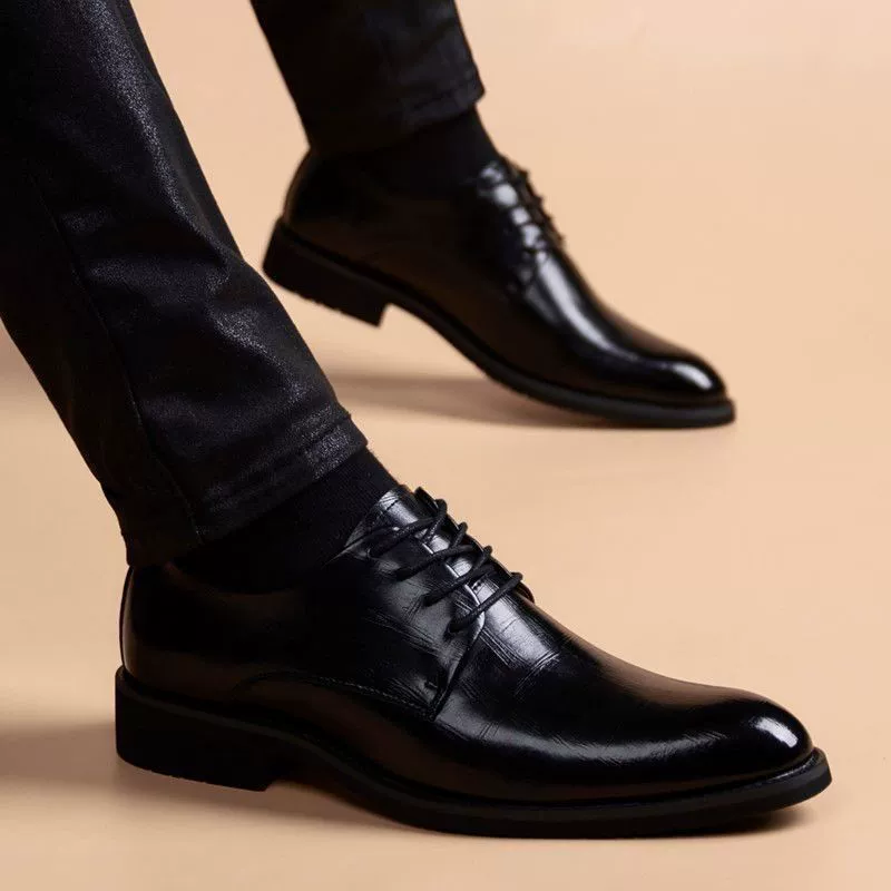 Shoes for leather shoes, classic suit jacket, high footwear for leisure English style pointy toe, genuine leather, Korean style, soft sole