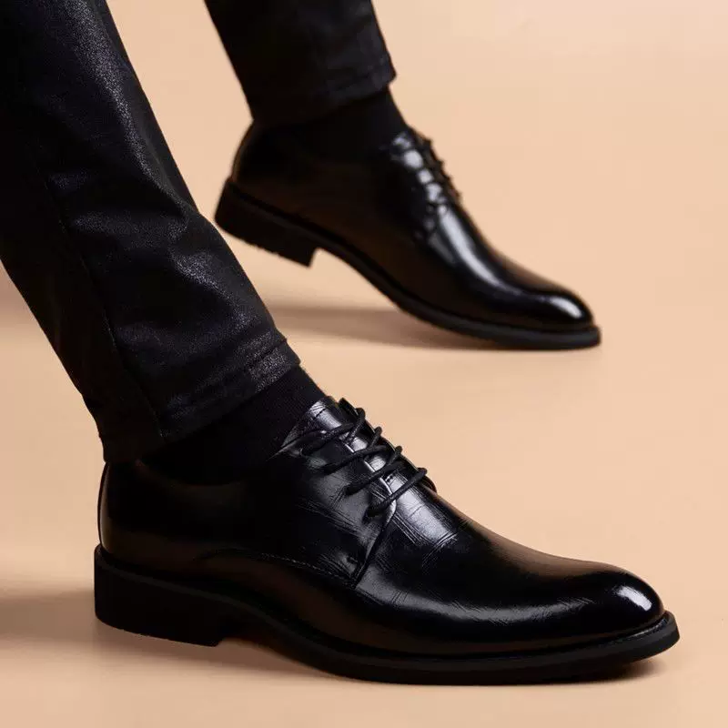 Shoes for leather shoes, classic suit jacket, high footwear for leisure English style pointy toe, genuine leather, Korean style, soft sole