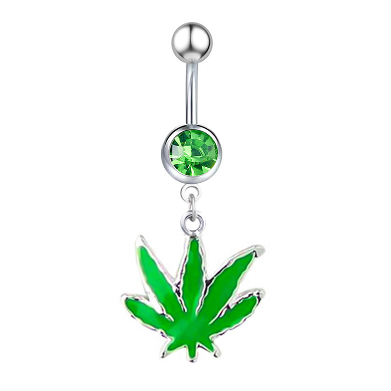 Piercing all'ombelico in acciaio inossidabile con anello a forma di foglia d'acero, gioielli per il corpo, all'ingrosso, 2022, nuovo stile_voghion.com