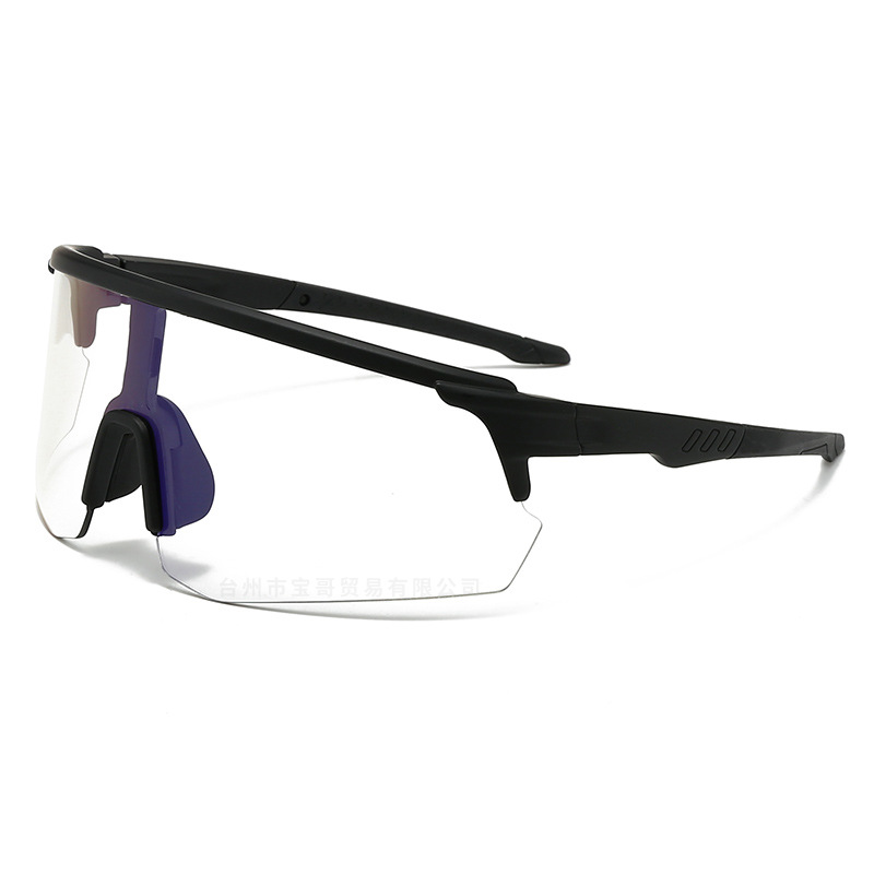 新品ハーフフレームスポーツ変色メガネアウトドアランニングワンピースレンズサングラス自転車騎乗防風サングラス