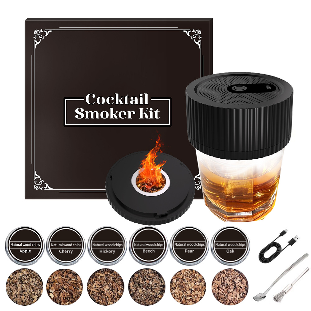 ?亚马逊跨境电动鸡尾酒烟熏器套装可充电酒吧调酒器威士忌烟熏机