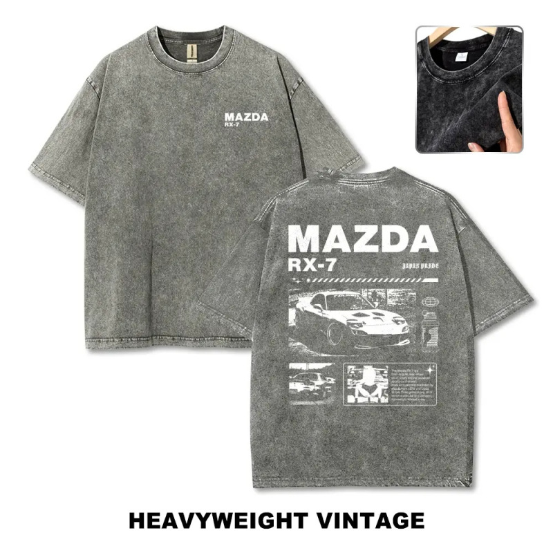 230g Pure Cotton Vintage Men's Vacation T-Shirt 90S Retro Creative Print European and American Trendy New Style Clothing