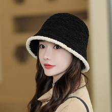 韩版秋冬季新款女士户外保暖时尚小盆帽休闲旅游拼色水桶帽子批发