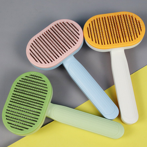 Cat comb cross-border new stainless steel needle one-click automatic hair removal pet comb cleaning supplies cat pet comb