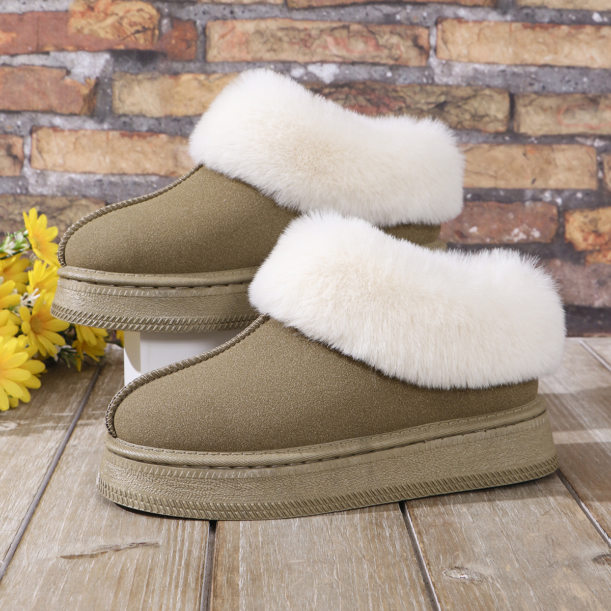 Padded home bag with men's and women's indoor and outdoor warm cotton slippers cotton shoes_viptrois.com
