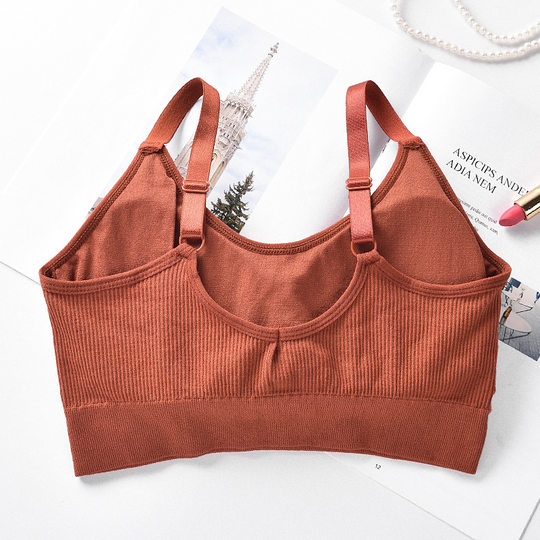 Seamless Japanese bear thread wrapped chest tube top beauty back anti-exposure adjustable shoulder strap wireless sports bra for women