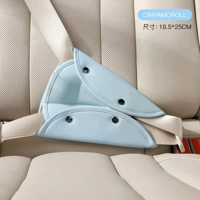 Seat belt shoulder pad Anti-Stranglehold Adjustment Holder Baby - leather-triangle-shoulder-pads-light-blue-suitable-for-heights-above-90cm