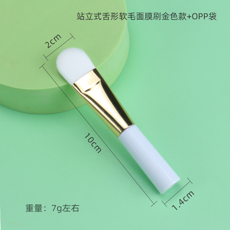 Revestimiento de pie Fundación película de barro líquido cepillo de maquillaje de doble uso mango plano portátil ultrafino pelo suave cepillo de máscara en forma de lengua