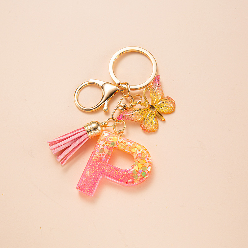 24g Weight Bag Pendant, Keychain Classification 1 Piece Quantity Holiday, Daily Occasion Resin Material Letter, Butterfly Pattern Unisex Gender Elegant, Commute Style Elegant Commute Letter Butterfly Resin Unisex Bag Pendant Keychain 7
