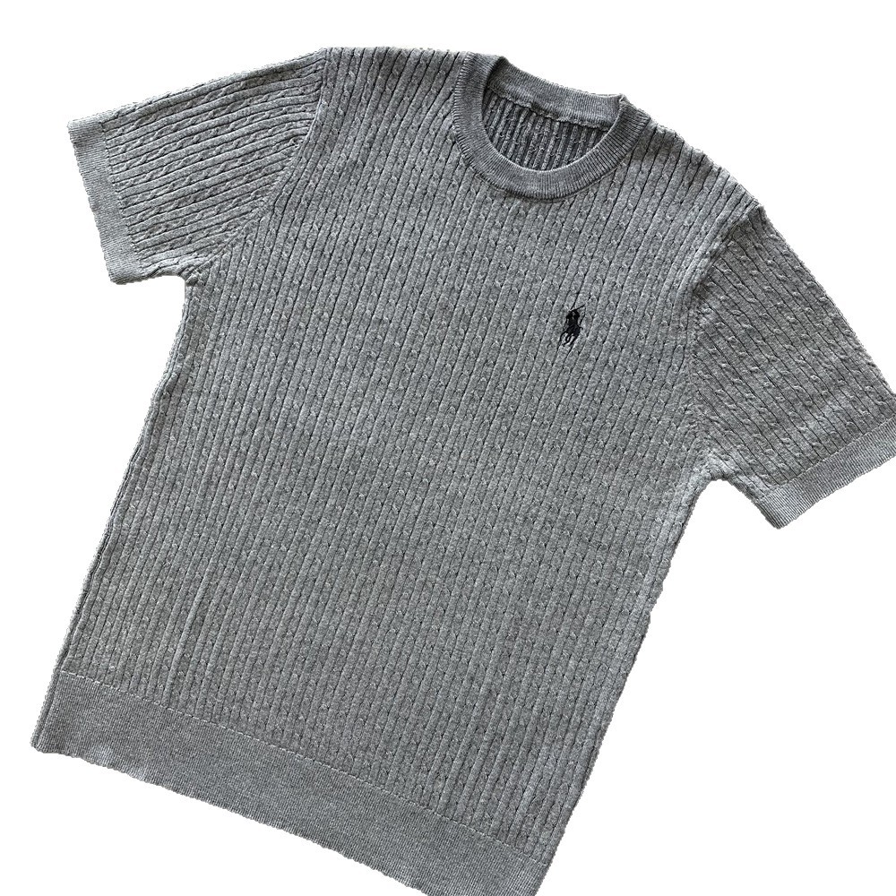 Camiseta de punto de manga corta camiseta masculina marcas de caballo bordadas viejas flores de negocios de hielo seda fábrica de verano transfronteriza al por mayor