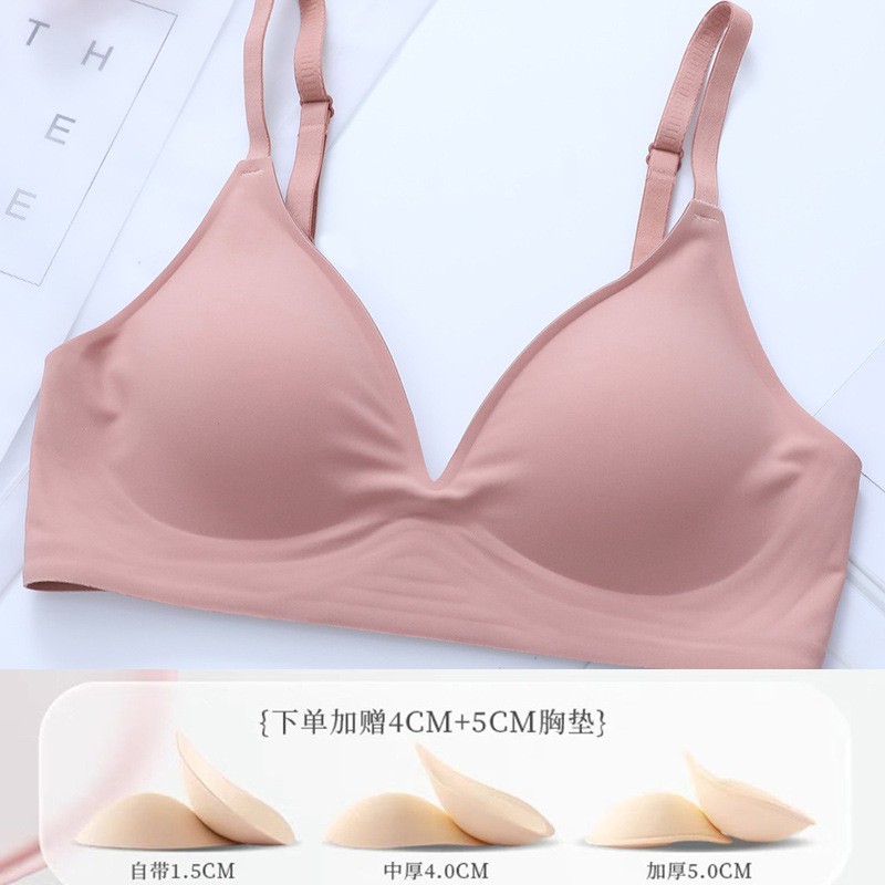 Sujetador de gelatina de soporte suave expandido 1.0 para mujer, sujetador inalámbrico sin costuras para bustos pequeños, sujetador push-up y engrosado.