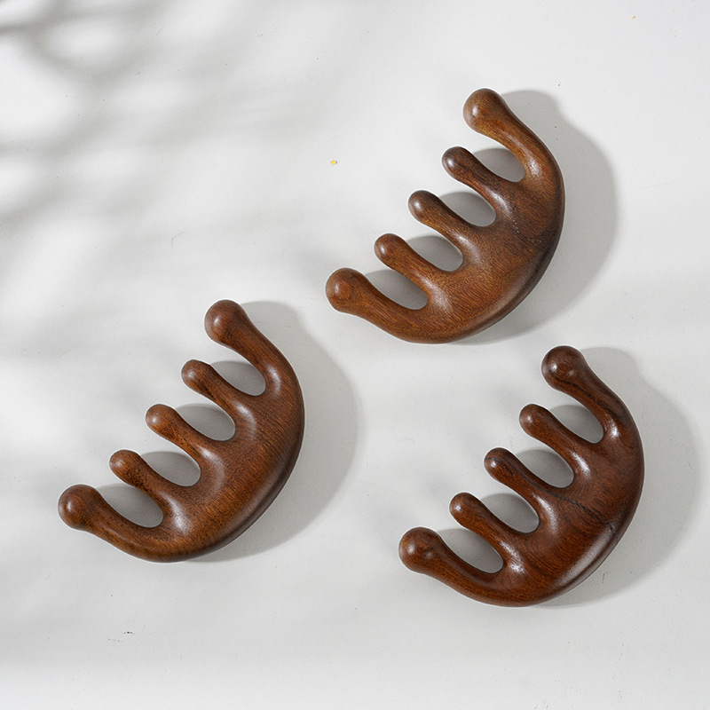 Cabeza redonda cabeza de Peine de sándalo peine meridiano peine de masaje peine de sándalo dorado portátil diente ancho peine de cinco dientes suministro directo de fábrica