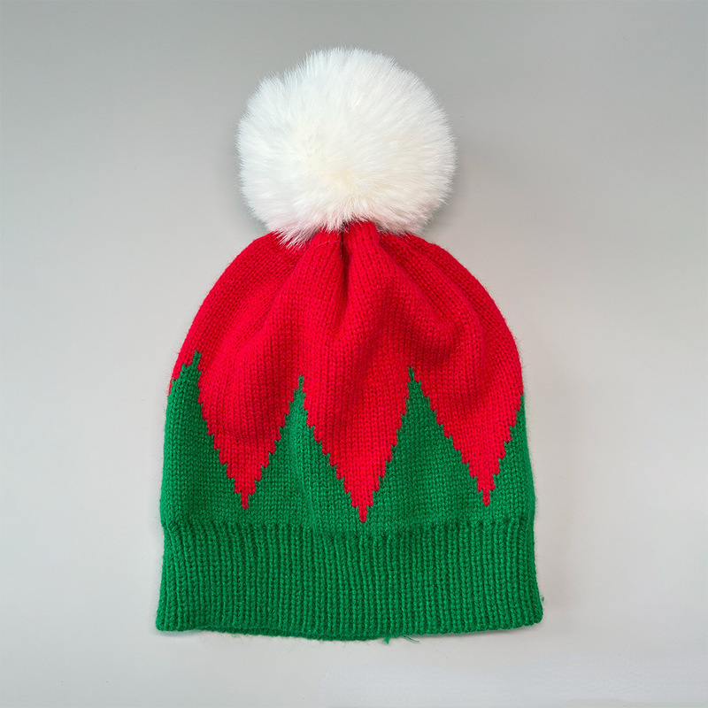 欧米のクリスマス帽毛糸帽秋冬保温毛玉帽子Merry Christmas Bell Hat|undefined