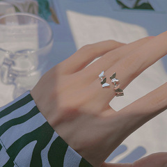 簡約光面蝴蝶戒指女森系小清新甜美少女心手飾品高級簡約小眾批發