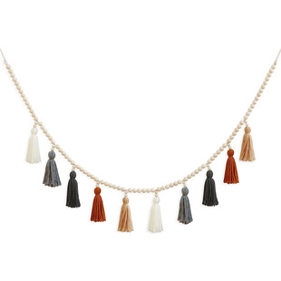 Cross-border tassel wall hanging Bohemian tassel with wooden beads banner decoration children's bedroom nursery party classroom