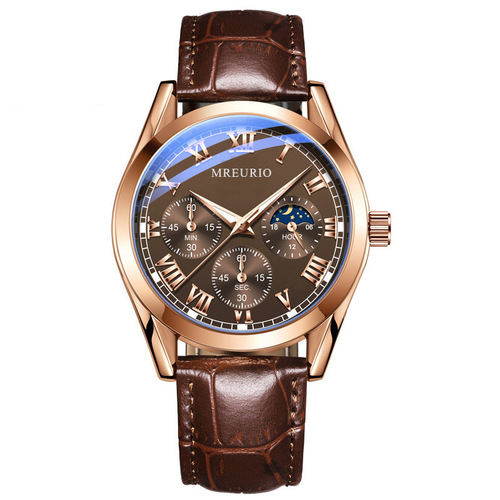Foreign trade live broadcast hot selling Internet celebrity three eyes and six needles fashion men's watch men's watch belt manufacturer wholesale