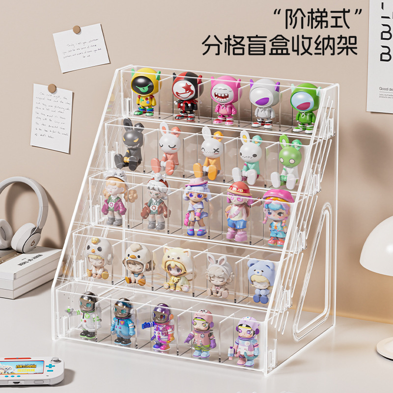 Cute Multi-Layer Display Stand for Lego Blind Box Figures, Transparent Acrylic Display Rack for Collectibles and Toys Cute Multi-Layer Display Stand for Lego Blind Box Figures, Transparent Acrylic Display Rack for Collectibles and Toys